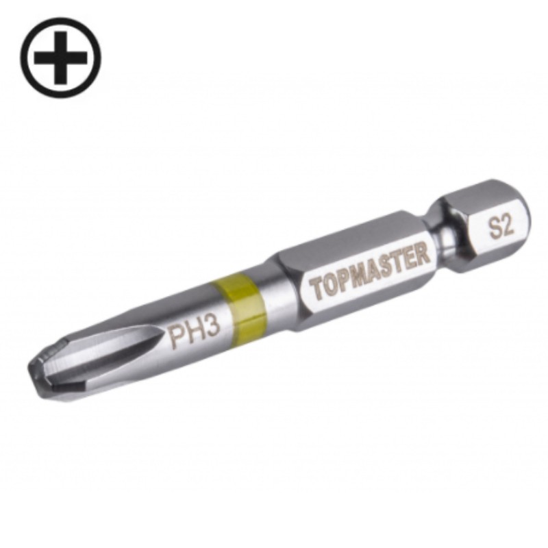 338710 TOPMASTER Set 2 biti cruce PH3, hexagon 1/4", lungime 50 mm.