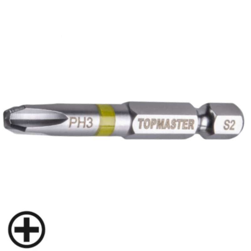 338710 TOPMASTER Set 2 biti cruce PH3, hexagon 1/4", lungime 50 mm.