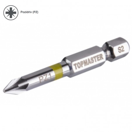338711 TOPMASTER Set 2 biti stea PZ1, hexagon 1/4", lungime 50 mm.