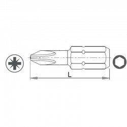 338711 TOPMASTER Set 2 biti stea PZ1, hexagon 1/4", lungime 50 mm.