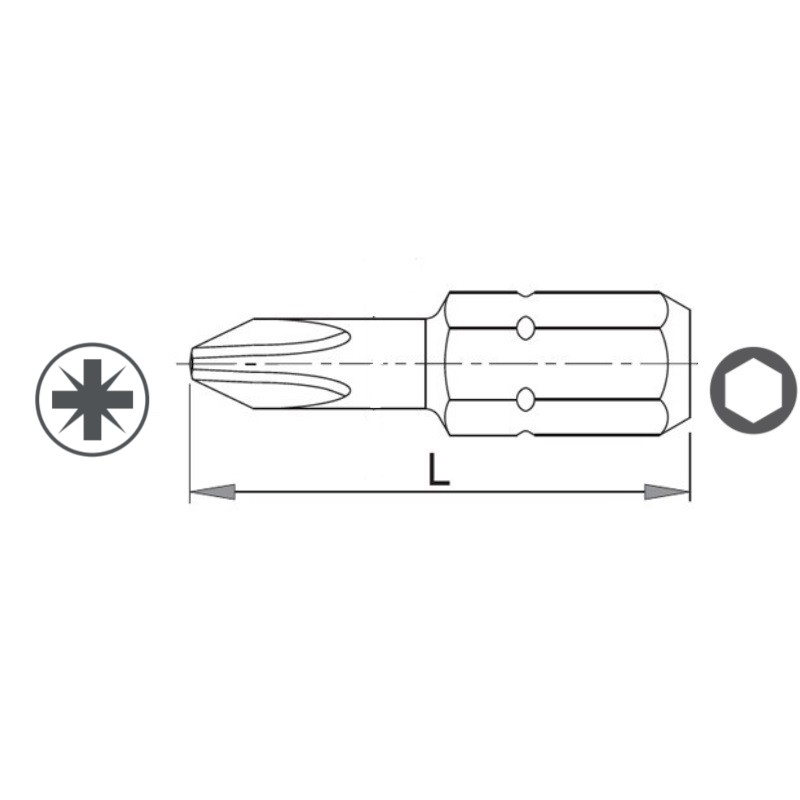 338711 TOPMASTER Set 2 biti stea PZ1, hexagon 1/4", lungime 50 mm.