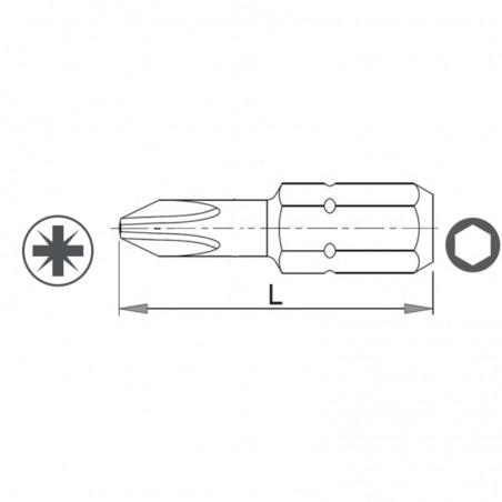 338711 TOPMASTER Set 2 biti stea PZ1, hexagon 1/4", lungime 50 mm.