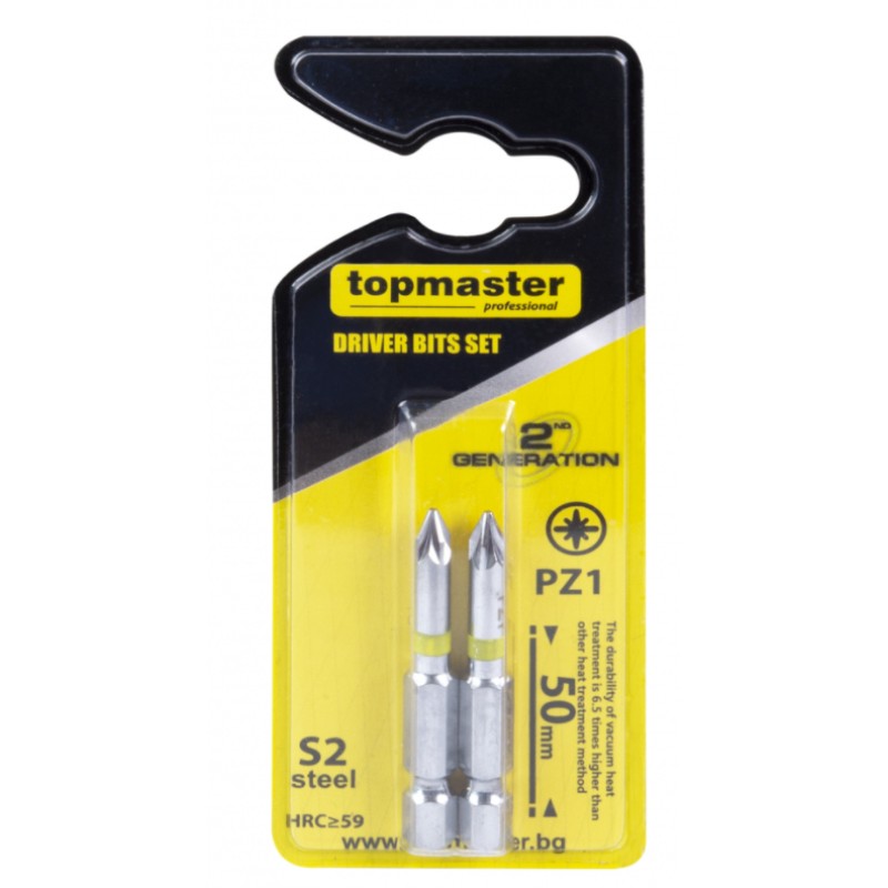 338711 TOPMASTER Set 2 biti stea PZ1, hexagon 1/4", lungime 50 mm.