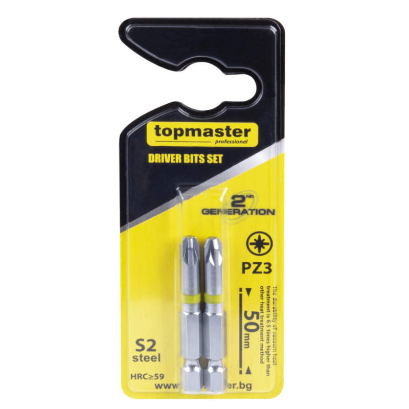 338713 TOPMASTER Set 2 biti stea PZ3, hexagon 1/4", lungime 50 mm.