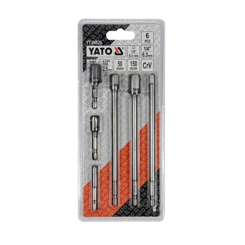 YT-04629 YATO Set 6 adaptoare hexagon 1/4"patrat 1/4,3/8,1/2".