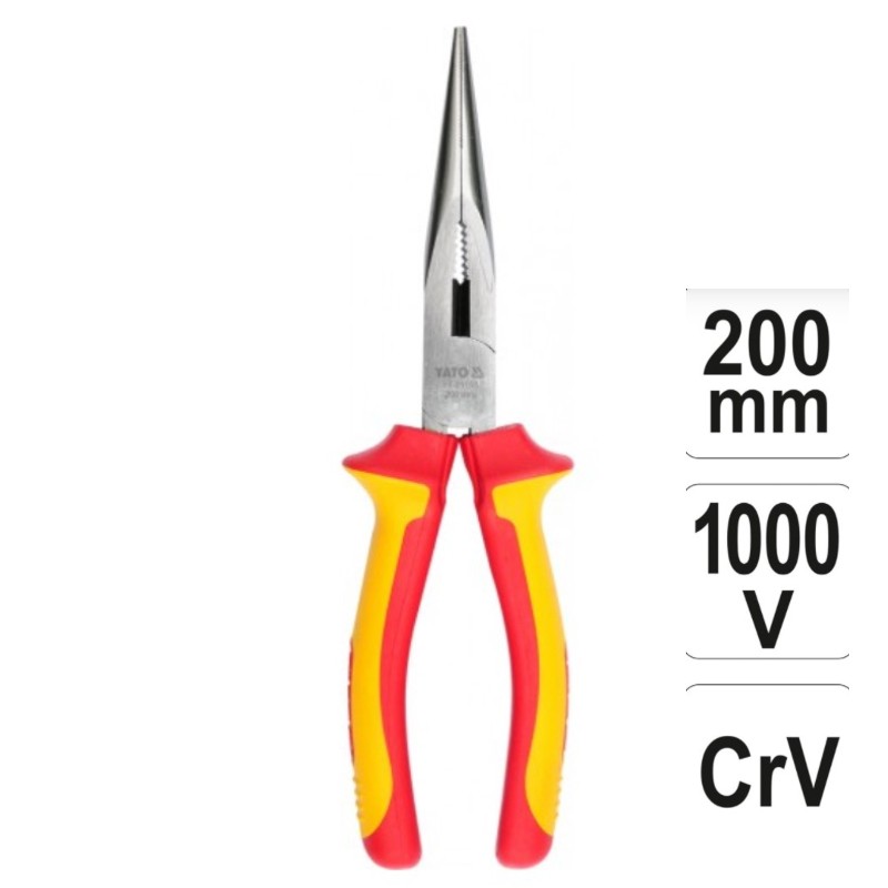 YT-21155 YATO Cleste cu varf lung, lungime 200 mm, izolat VDE.