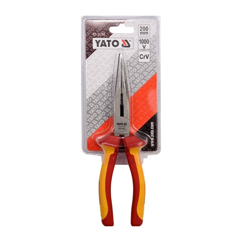 YT-21155 YATO Cleste cu varf lung, lungime 200 mm, izolat VDE.