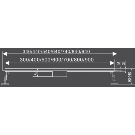75389 FALA Rigola dus liniar 90 cm, sticla neagra, pentru perete.