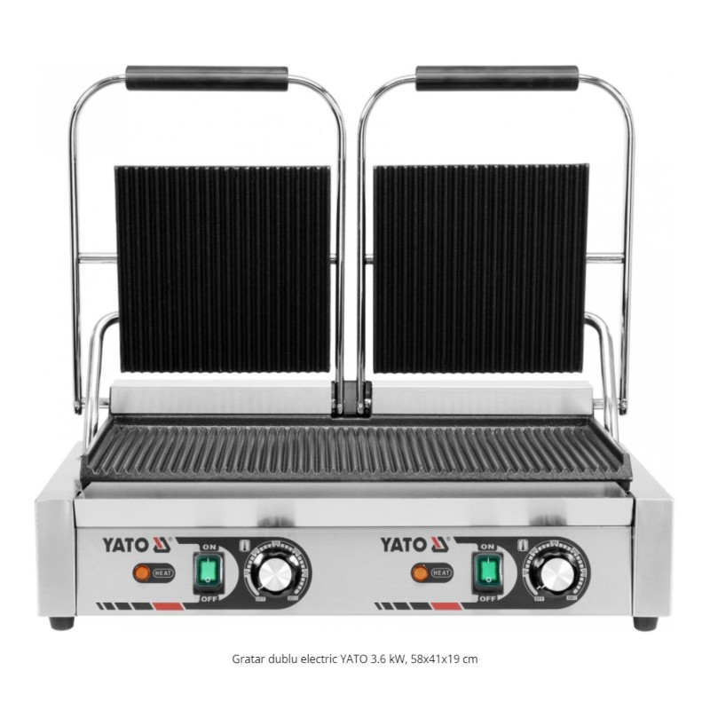 YG-04560 YATO Gratar dublu, electric, 3.6 kW, 58 x 41 x 19 cm.