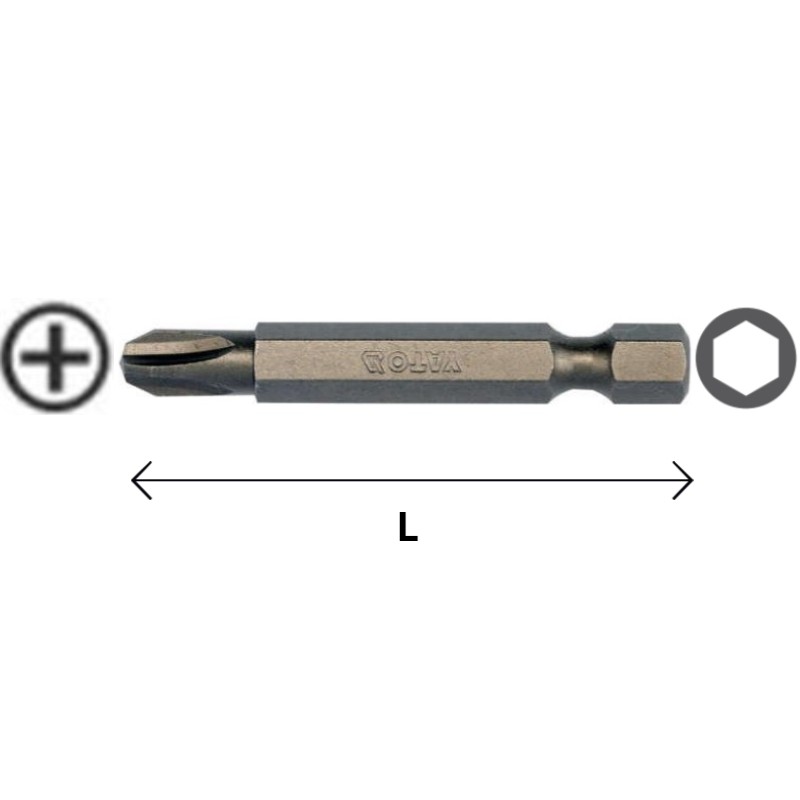 YT-78153 YATO Set 10 biti cruce PH3,hexagon 1/4", lungime 50 mm.