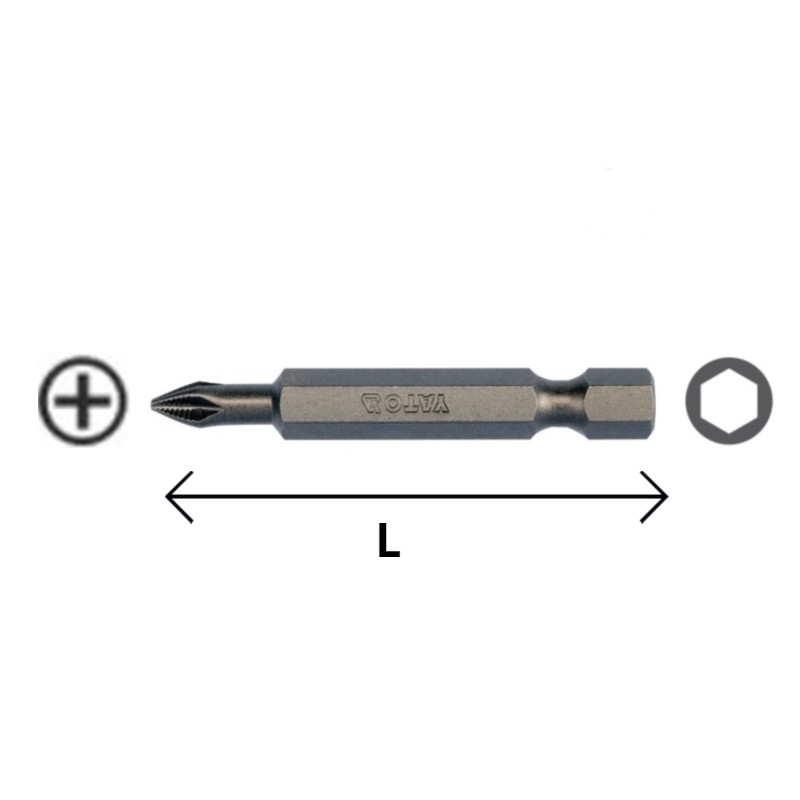YT-04782 YATO Set 10 biti cruce PH2, hexagon 1/4", lungime 50 mm.