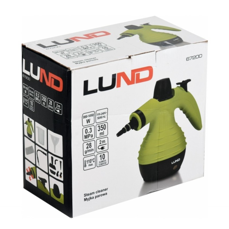67200 LUND Aparat curatat cu abur 900-1500 W, 350 ml, 10 accesorii.