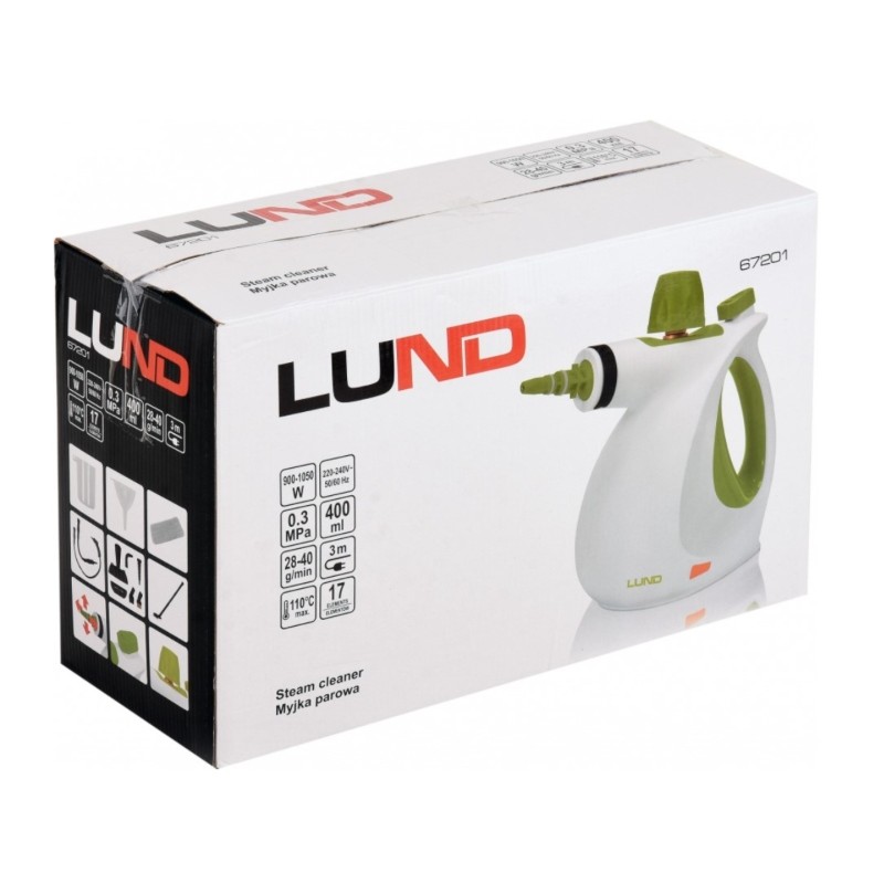 67201 LUND Aparat curatat cu abur 900-1500 W, 400 ml, 17 accesorii.