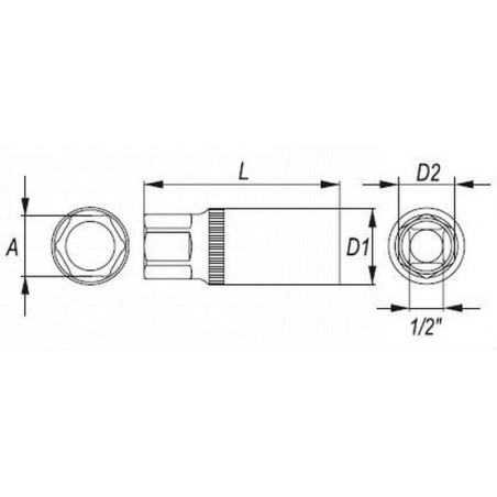 YT-12541 YATO Cheie tubulara hexagonala 21 mm, prindere patrat 1/2"