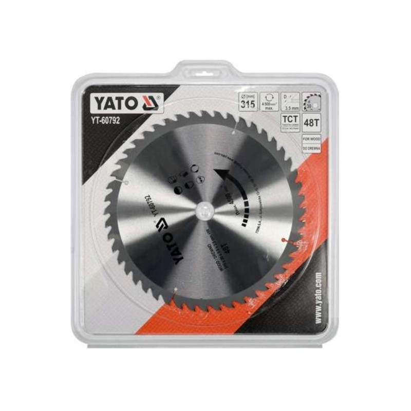 YT-60792 YATO Disc circular 315 x 3.5 x 30, 48T, pentru lemn.