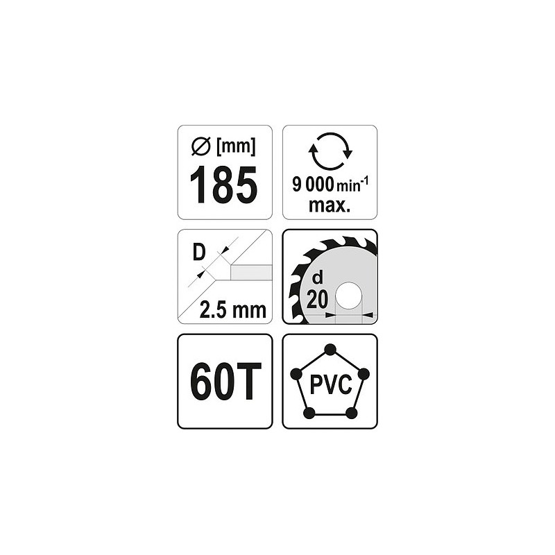 YT-60627 YATO Panza fierastrau circular,185x2.5x20mm,taiere PVC.