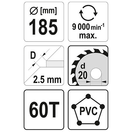 YT-60627 YATO Panza fierastrau circular,185x2.5x20mm,taiere PVC.