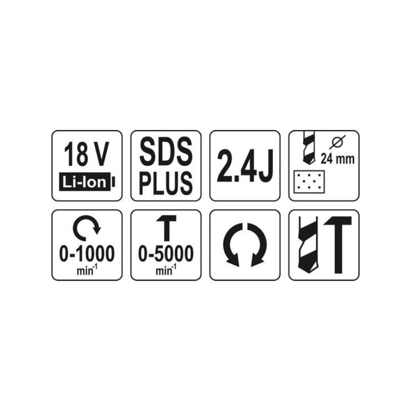 YT-82772 YATO Rotopercutor SDS PLUS,compatibil acumulator Li-Ion 18V.