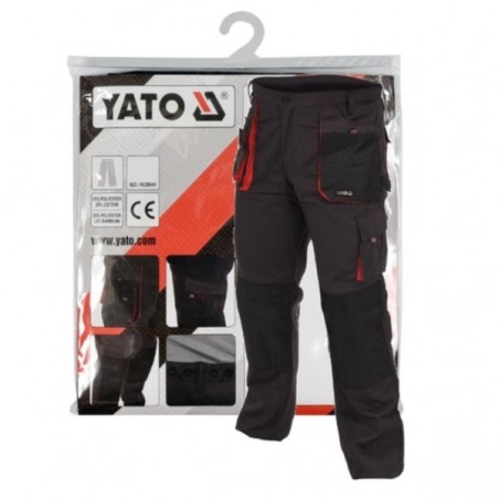 YT-80148 YATO Pantaloni de lucru, marime L, 9 buzunare, culoare negru.