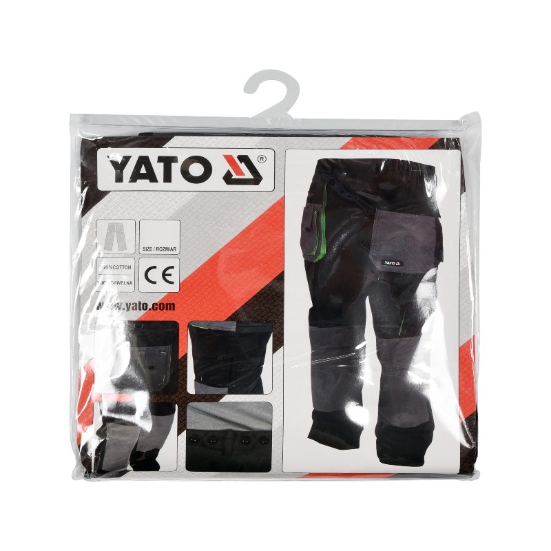 YT-80165 YATO Pantaloni lucru, marime M,9 buzunare,culoare negru-gri.
