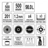 YG-00020 YATO Oala inalta cu capac, 50 x 50 cm, capacitate 98 litri.