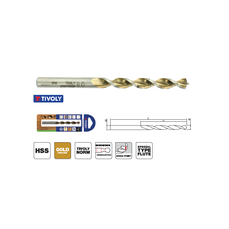 10864020500 TIVOLY Burghiu elicoidal 5x86 mm,prindere cilindrica.