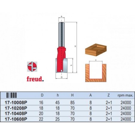 17-10408P FREUD Freza 20 mm,cilindrico frontala,diametru coada 8 mm.
