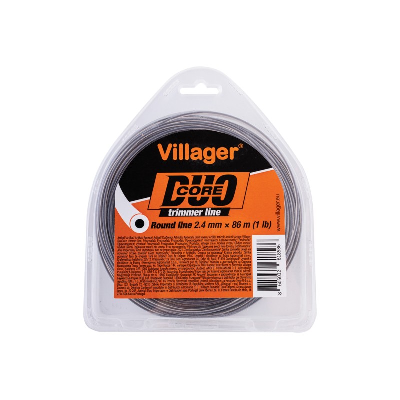 068382 VILLAGER Fir nailon Duo Core rotund pentru motocoase, 2.4mm,86m