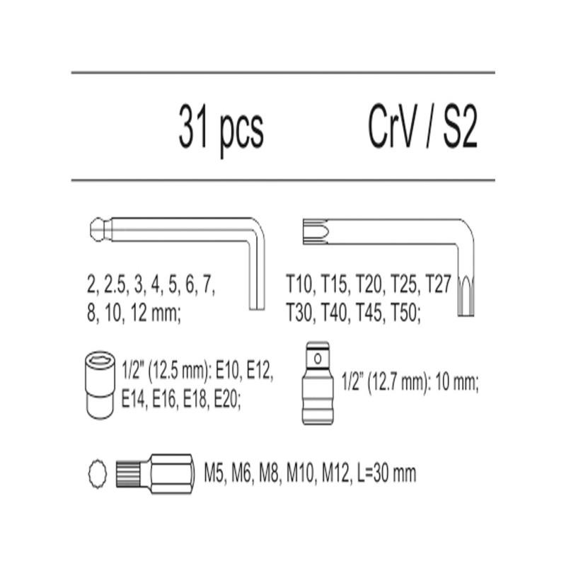 YT-55451 YATO Set 31 piese, insertie dulap scule