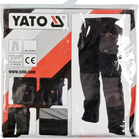 YT-80182 YATO Pantaloni de lucru, marime S, culoare negru, 9 buzunare.