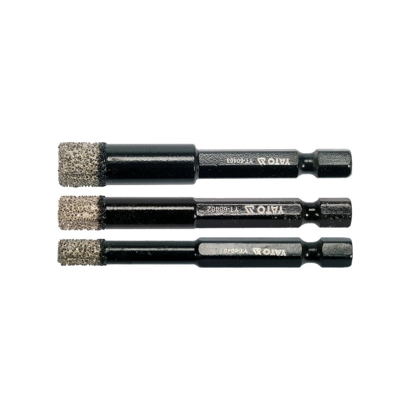 YT-60409 YATO 3 burghie diamantate 6-8-10 mm,hexagon 1/4",ceramica.