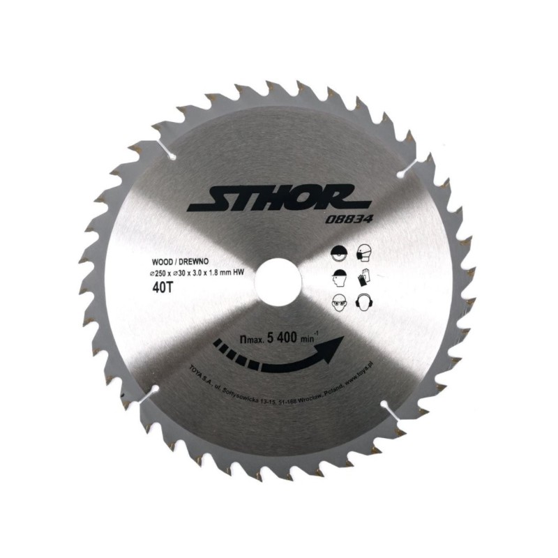 08834 STHOR Disc circular 250 x 3 x 30, 40T, pentru lemn.
