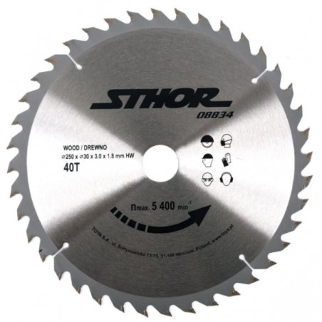 08834 STHOR Disc circular 250 x 3 x 30, 40T, pentru lemn.