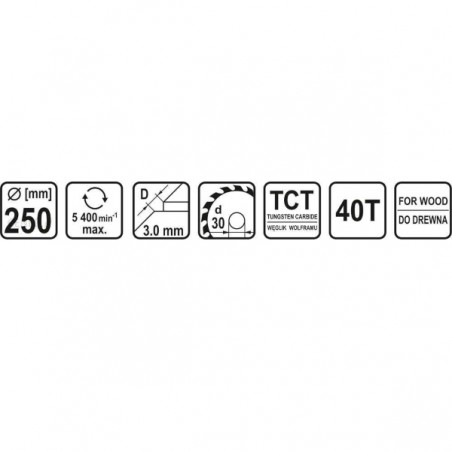 08834 STHOR Disc circular 250 x 3 x 30, 40T, pentru lemn.