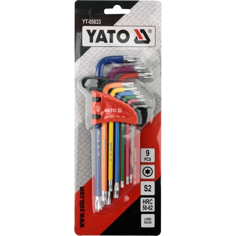 YT-05633 YATO Set 9 chei TORX T10-T50, tip L, colorate.
