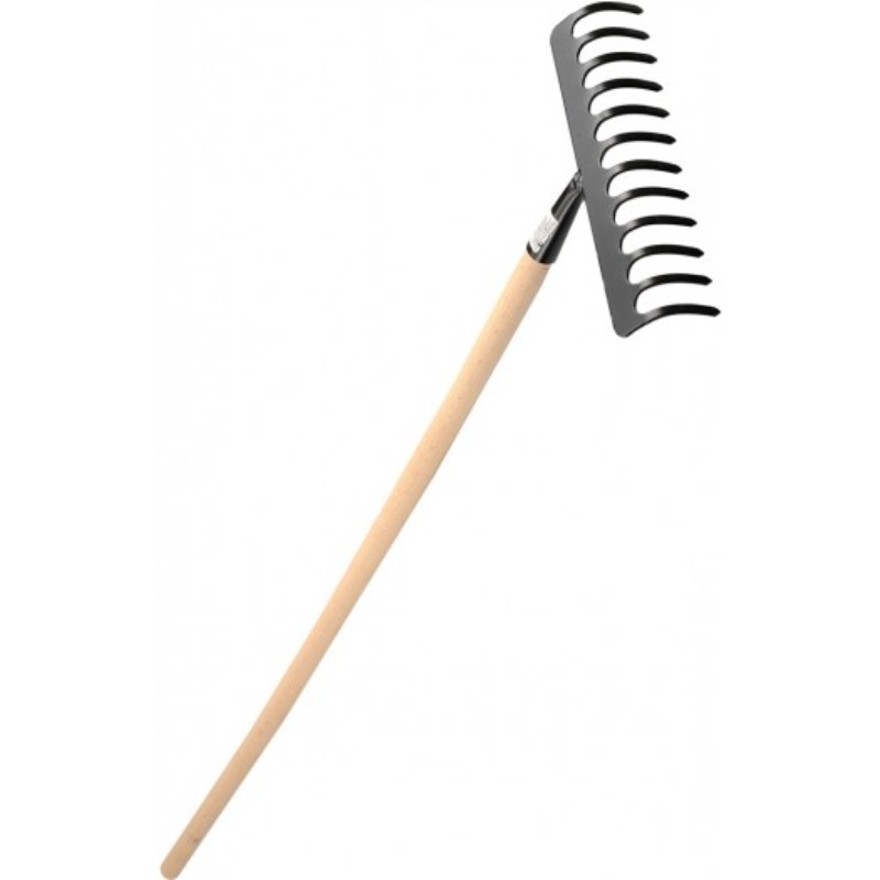 35781 FLO Grebla metalica cu 10 dinti si maner din lemn.