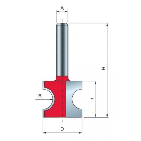 82-10608P FREUD Freza profilata 1/2 concav, diametru taiere 25.4 mm.