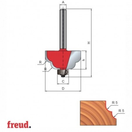 38-95008P FREUD Freza 32.7 mm profilata convex convex, coada 8 mm.