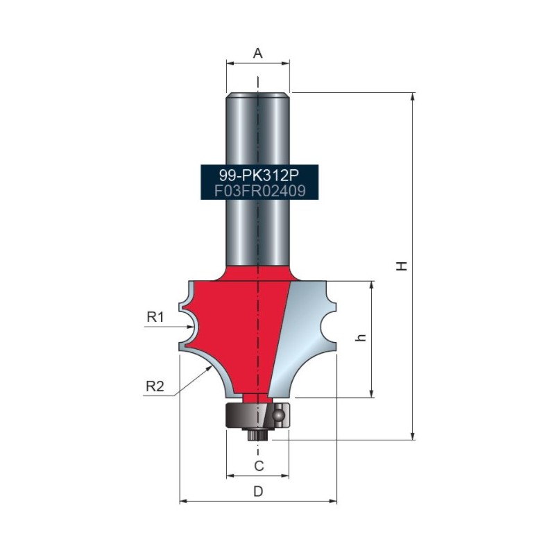 99-PK312P FREUD Freza 31.8 mm, coada 12 mm, pentru ornamente.