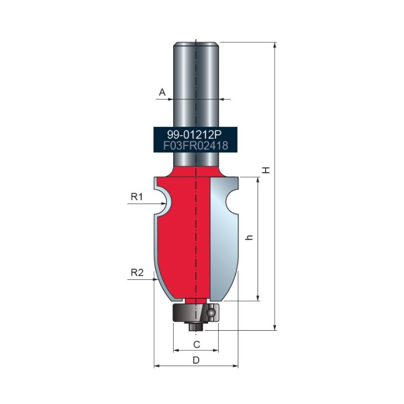 99-01212P FREUD Freza 23.8 mm, coada 12 mm, pentru ornamente.