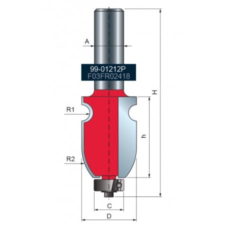 99-01212P FREUD Freza 23.8 mm, coada 12 mm, pentru ornamente.