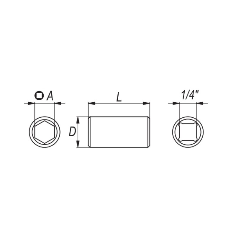 YT-1297 YATO Adaptor bit de la patrat 1/4" la hexagon de 1/4".