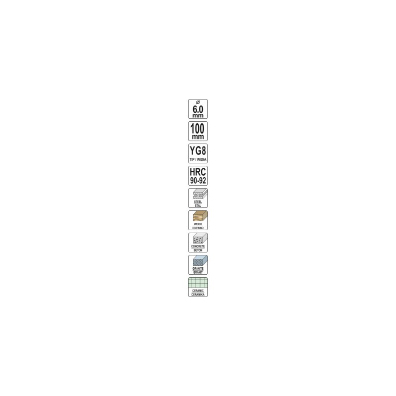 YT-43943 YATO Burghiu universal, diametru 6 mm, lungime 100 mm