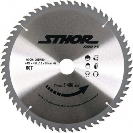 08835 STHOR 08835 STHOR Disc circular pentru lemn 250x30X3mm, 60T