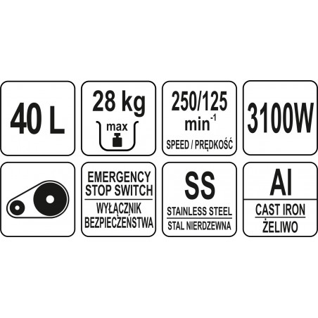 YG-03065 YATO GASTRO Malaxor cu bol, capacitate 40l, putere 3100W