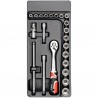 YT-5542 YATO Trusa chei tubulare si antrenor 3/8" pentru dulap
