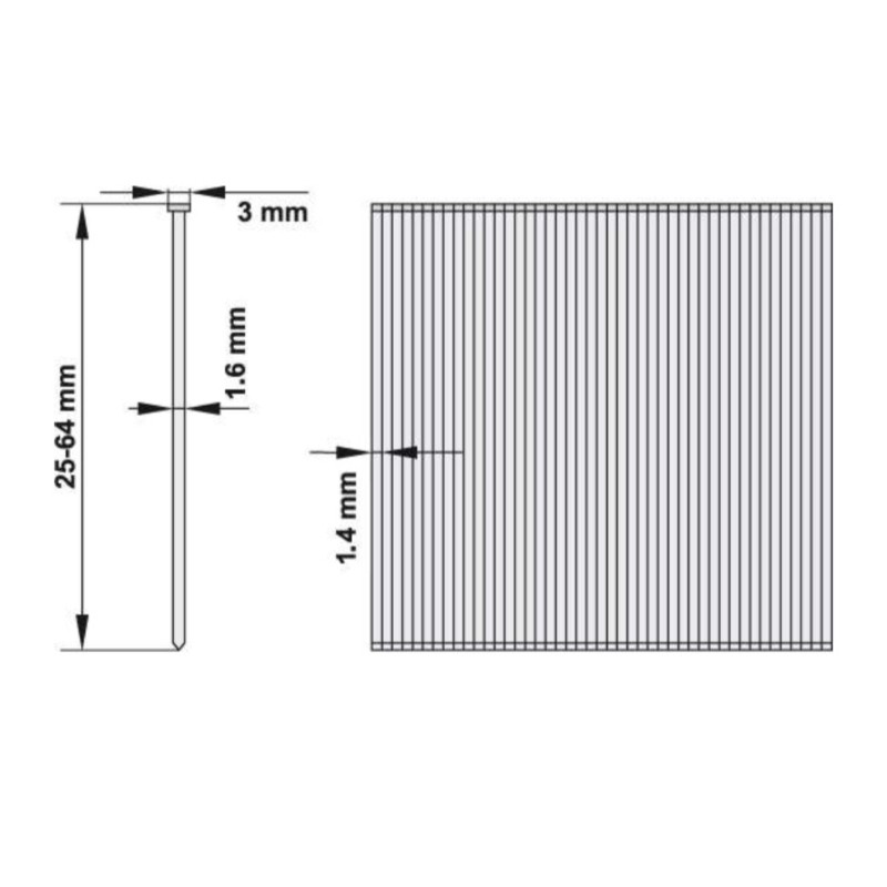 YT-0941 YATO Set 1000 cuie pentru YT-0921,lungime 50mm,diametru 1.6mm