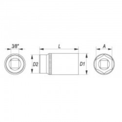 YT-3802 YATO Cheie tubulara hexagonala 7 mm, prindere patrat 3/8".