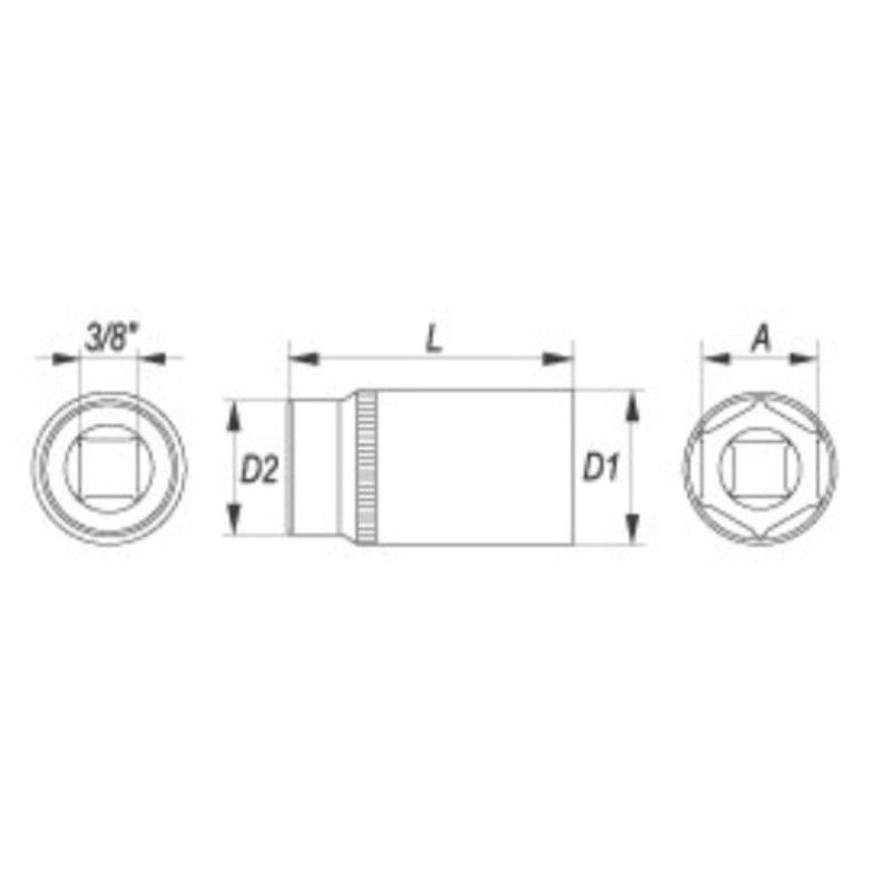 YT-3802 YATO Cheie tubulara hexagonala 7 mm, prindere patrat 3/8".