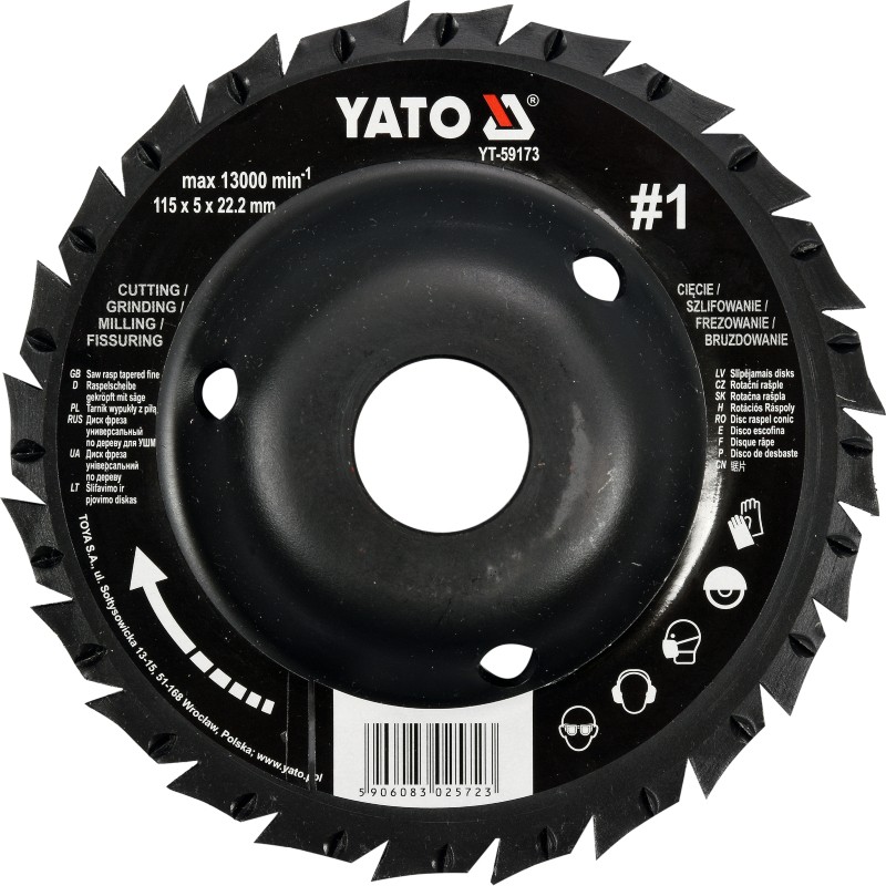 YT-59173 YATO Disc circular raspel depresat 115x5x22.2mm